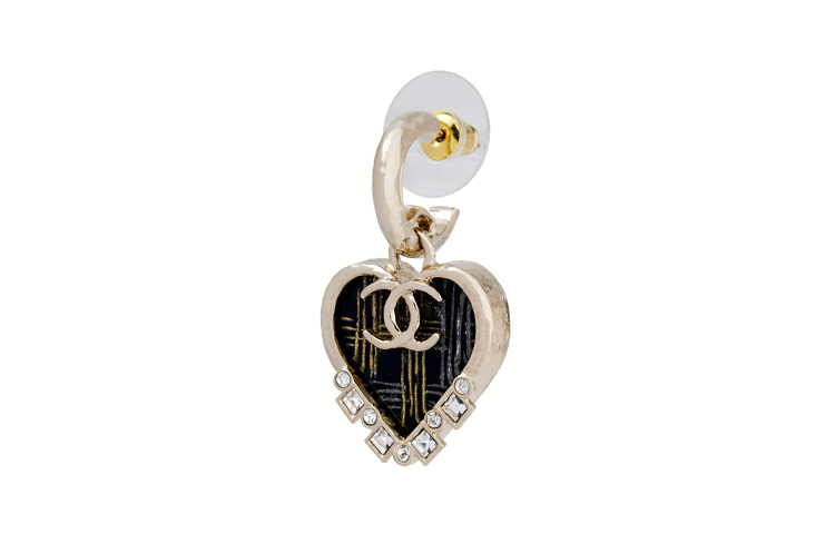 (Women) Chanel Classic Double C Logo Heart Checkered Crystal Earrings for Women AB6683-B06192-ND235 圖 3
