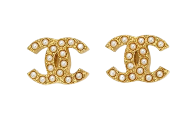 (Women) CHANEL Classic Double C Logo Metal Rhinestone Earrings for Women. AB8917-B08682-NJ334