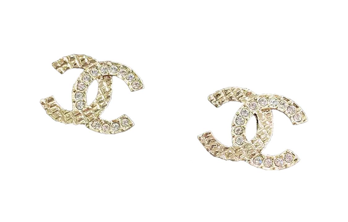 (Women) CHANEL Classic Double C Logo Rhinestone Metal Earrings for Women - Gold. ABB974-B14688-NS658 圖 3