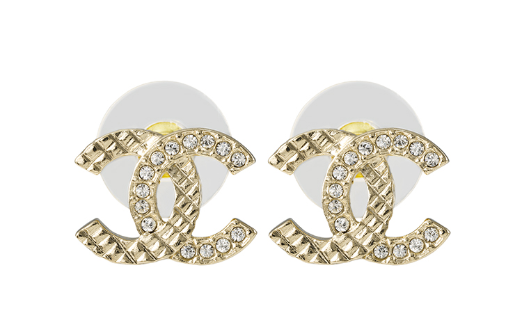 (Women) CHANEL Classic Double C Logo Rhinestone Metal Earrings for Women - Gold. ABB974-B14688-NS658 圖 4