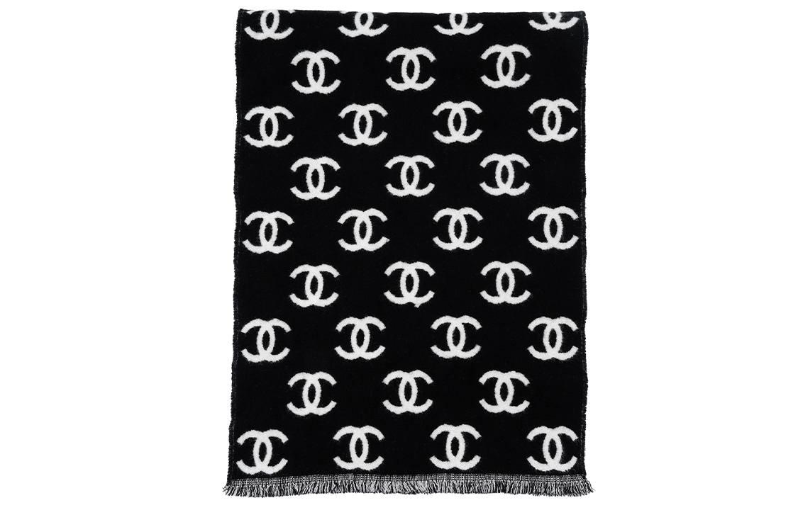 Order (W) CHANEL 經典雙C標誌羊毛羊絨圍巾 黑色 女士圍巾 AA7067B0403994305