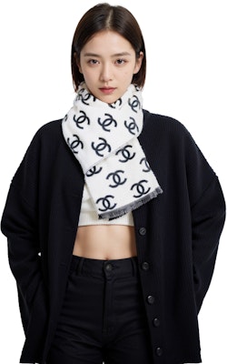 (W) CHANEL 經典雙C標誌羊毛羊絨圍巾 黑色 女士圍巾 AA7067B0403994305 Details for (W) CHANEL 經典雙C標誌羊毛羊絨圍巾 黑色 女士圍巾 AA7067B0403994305