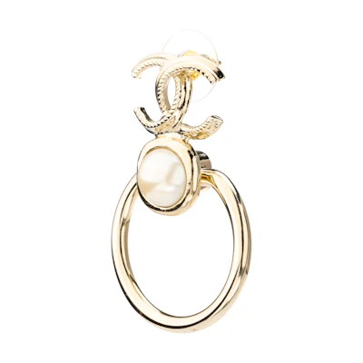 (Women) CHANEL Classic Double C Metal Pearl Earrings Gold. AB7522-B07266-NG290