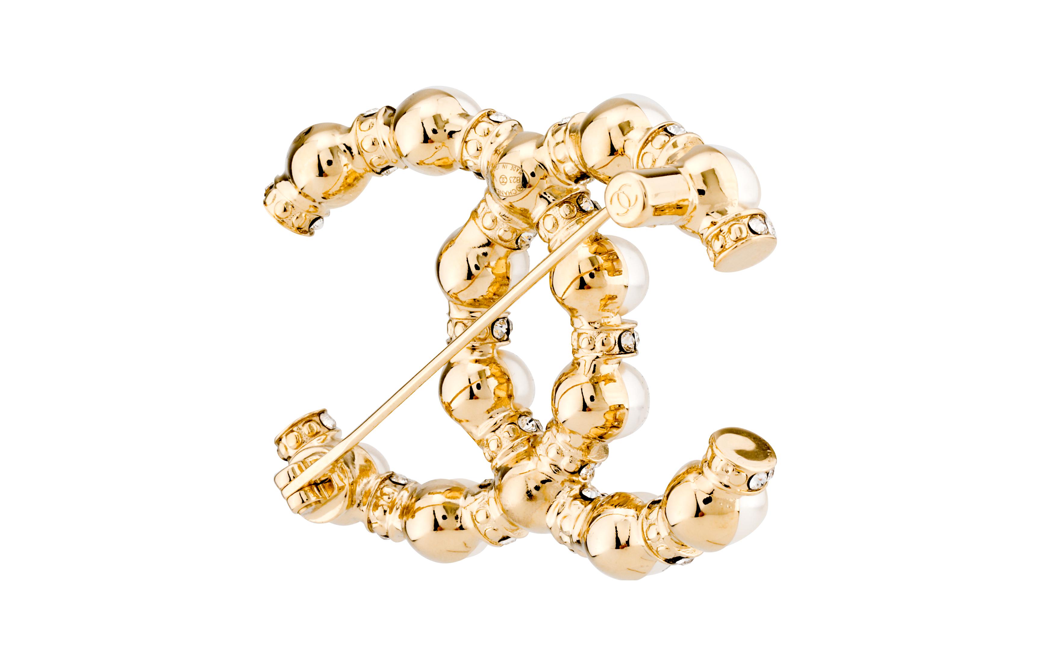 (Women) CHANEL Classic Double C Pearl Brooch in Crystal Gold/Pearl White for Women AB5647-B03409-N7683 圖 4