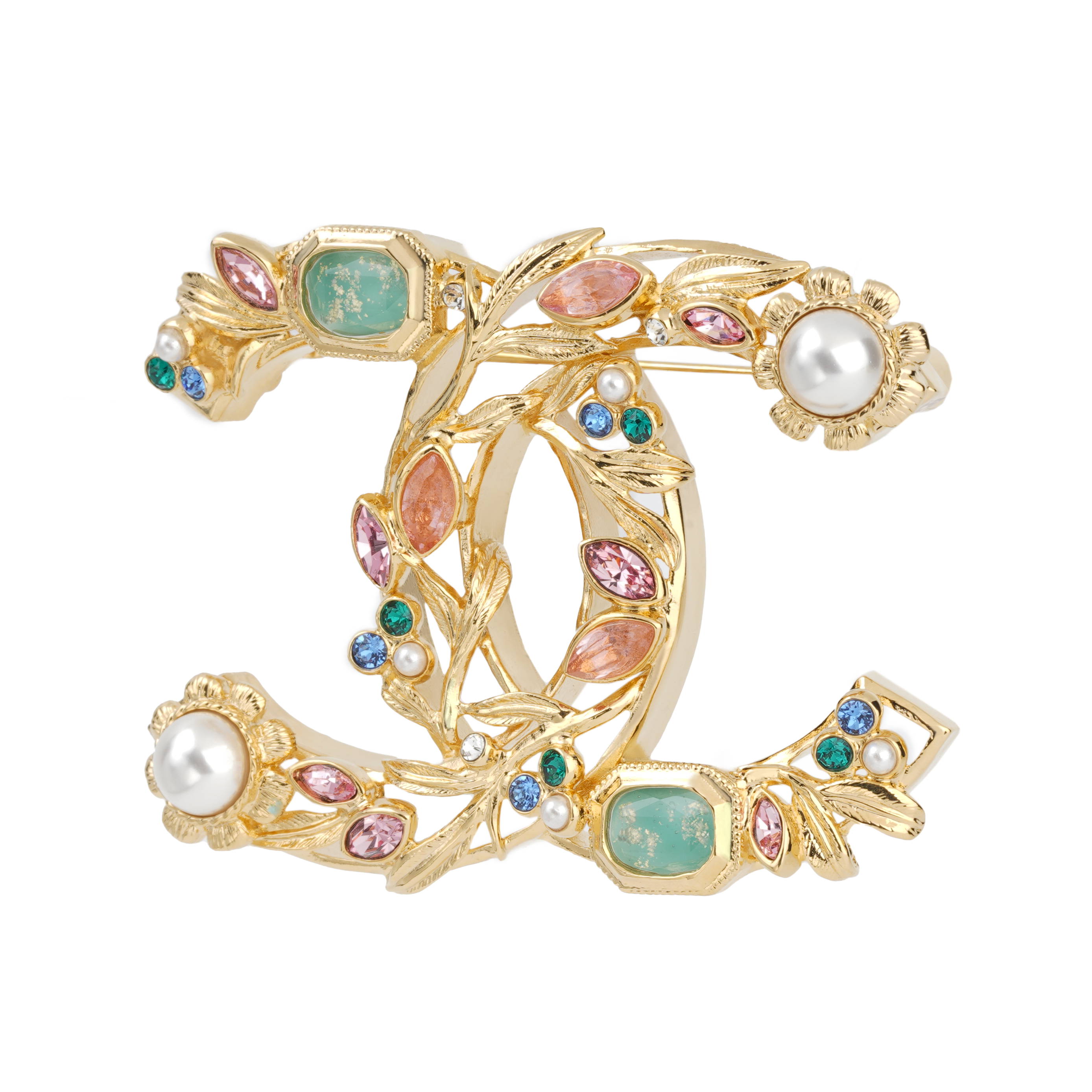 Buy (Women) CHANEL Classic Double C Pearl Embellished Metal Brooch Gold for Women. AB9630-B09609-NL141