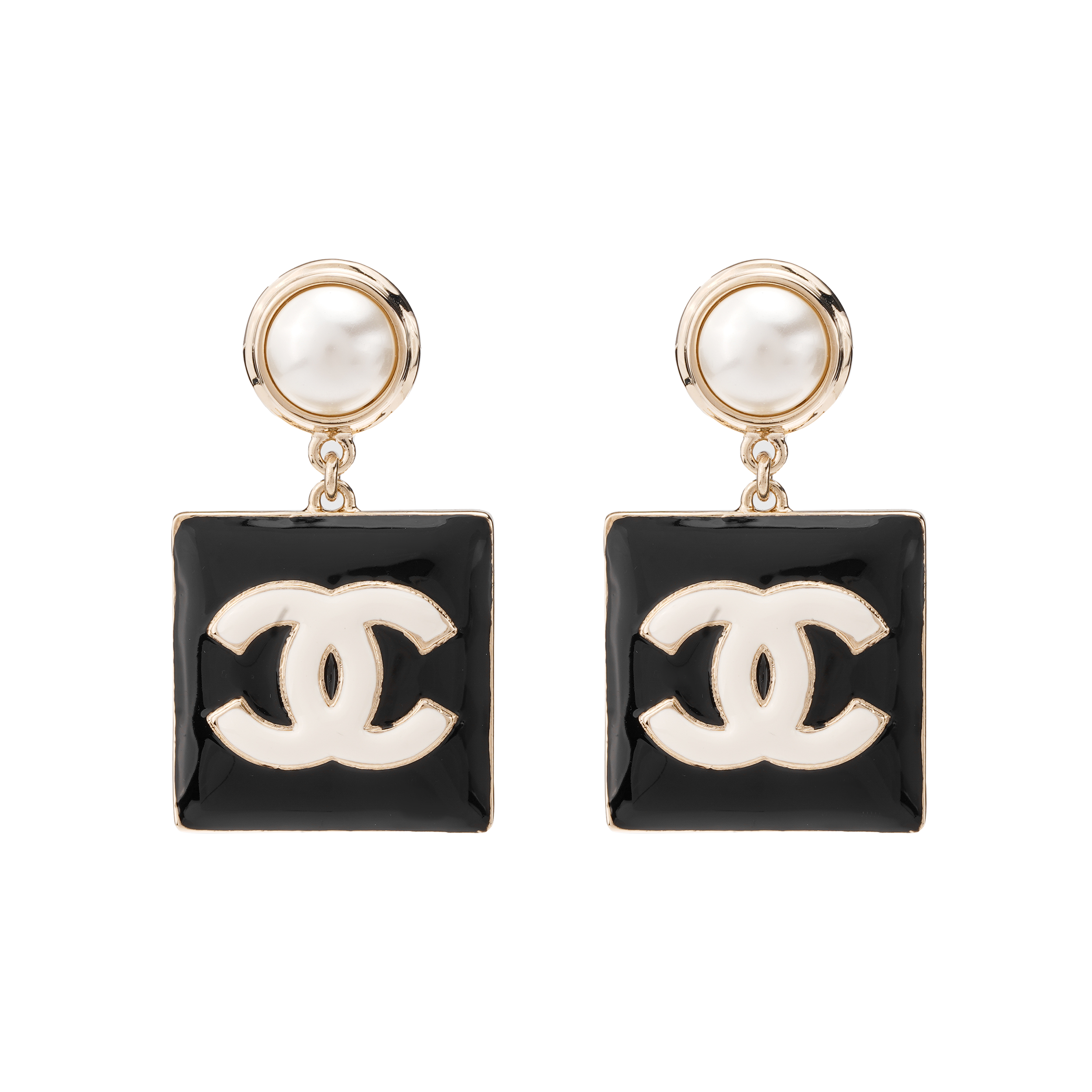 (Women) CHANEL Classic Double C Pearl Metal Earrings  Black. AB8677-B08504-NJ108