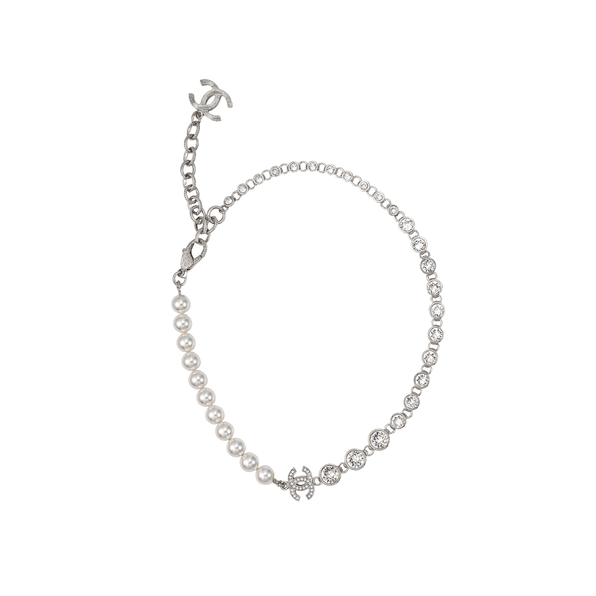 Order (W) Collar CHANEL Clásico Doble C con Perlas Plata ABA625-B10759-NN589