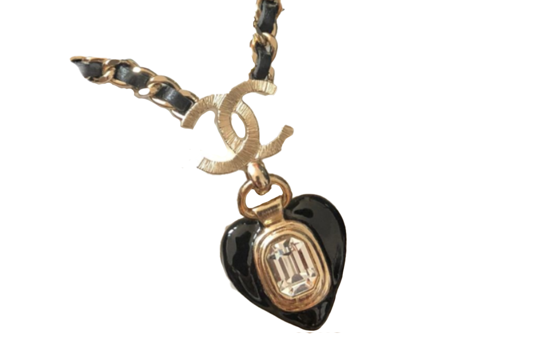 (Women) CHANEL Classic Double C Rhinestone Heart Pendant Metal Necklace for Women AB7388-B07089 NF642 圖 2