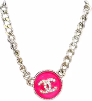 (Women) CHANEL Classic Double C Rhinestone Necklace Pink/Gold Women Accessories AB7802-B07472-NG632 (Women) CHANEL Classic Double C Rhinestone Necklace Pink/Gold Women Accessories AB7802-B07472-NG632