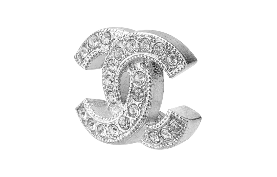 (Women) CHANEL Classic Double C Rhinestone Stud Earrings Silver Women A88429S 圖 3