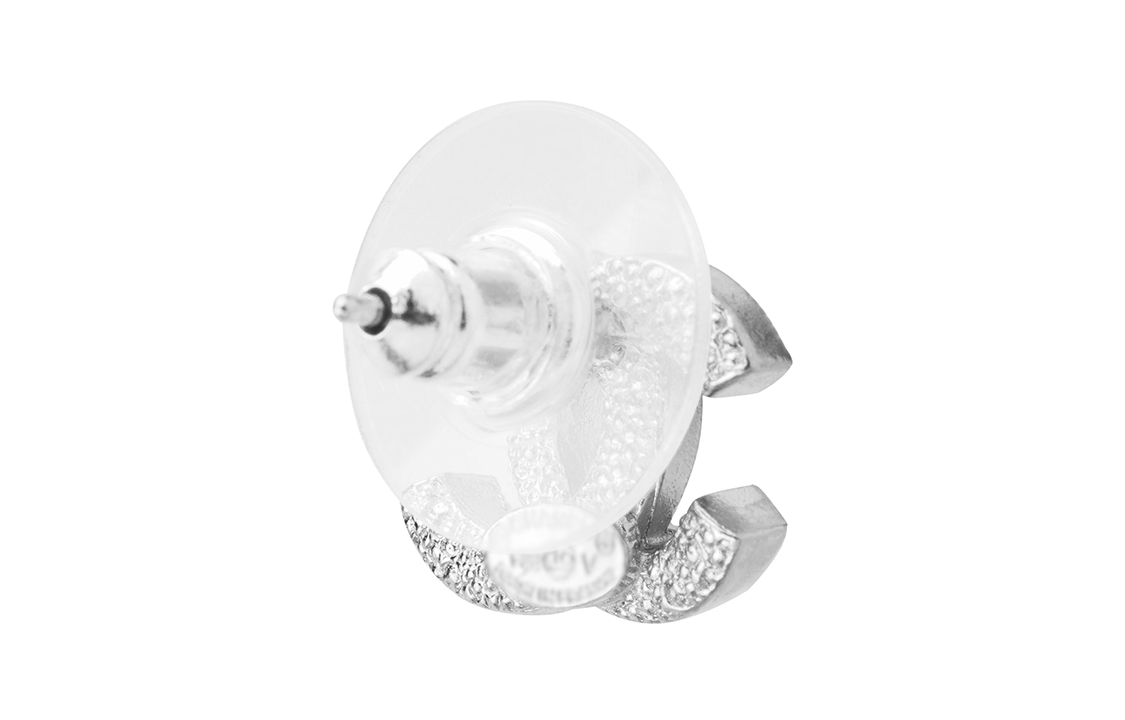 (Women) CHANEL Classic Double C Rhinestone Stud Earrings Silver Women A88429S 圖 4
