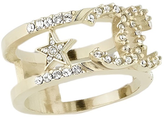 (W) CHANEL Cincin Double C Bintang Rhinestone Emas Klasik. AB8075-B07810-NH432 Lookbook (W) CHANEL Cincin Double C Bintang Rhinestone Emas Klasik. AB8075-B07810-NH432