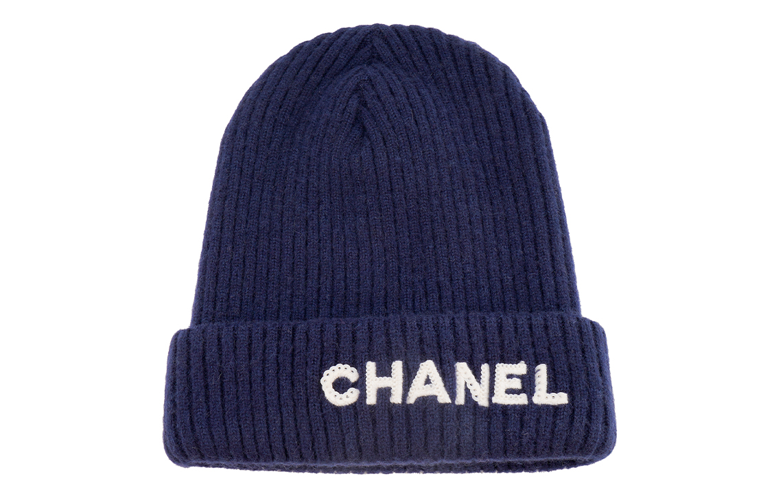 (Women) CHANEL Classic Logo Cashmere Beanie for Women - Blue. AA8446-B088199-NJ606