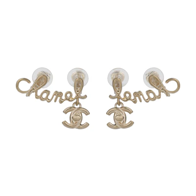 (Women) Chanel Classic Logo Metal Clip-On Earrings Gold for Women AB5849-B05183-NB602