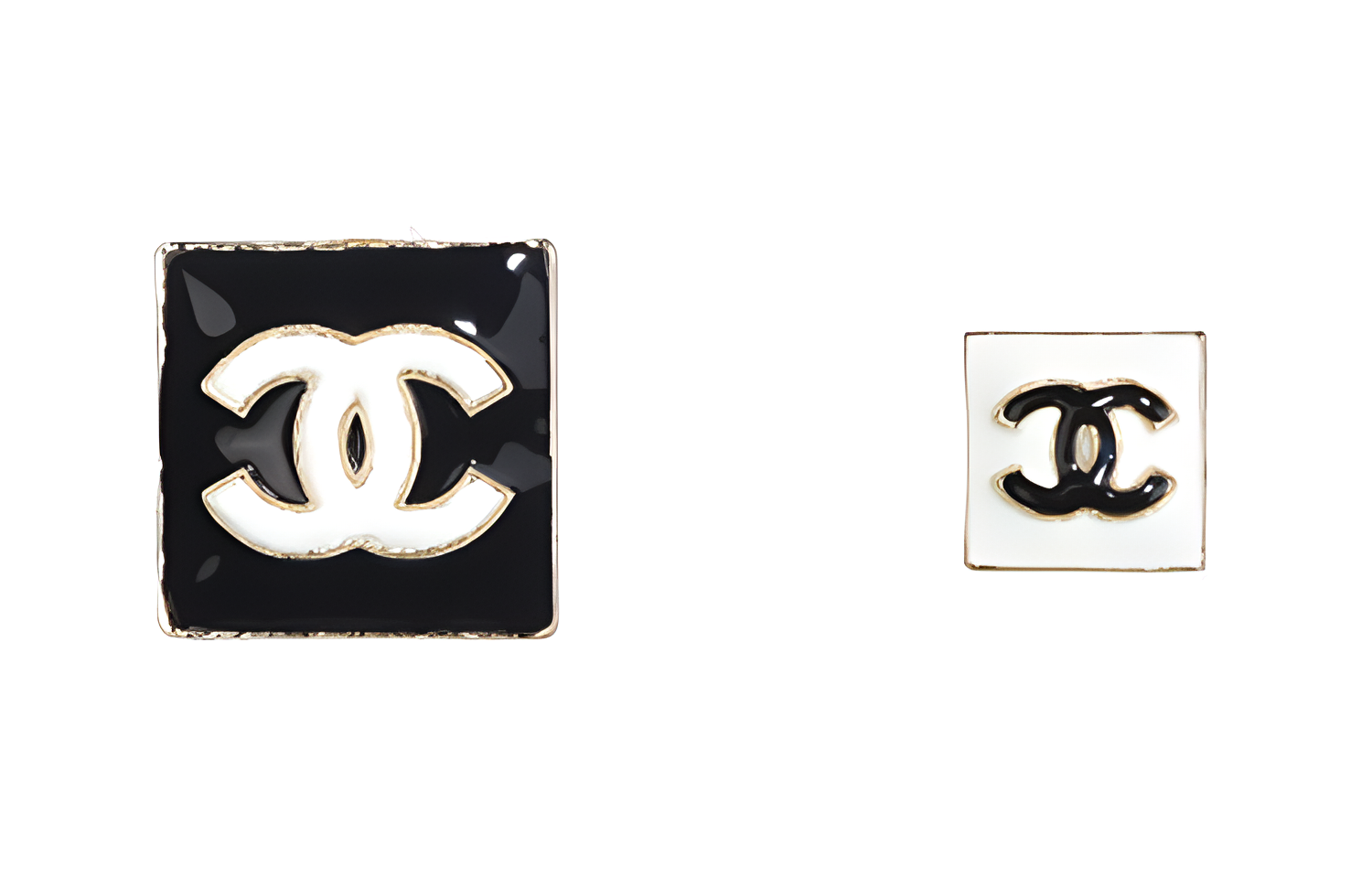 (Women) CHANEL Classic Logo Two-Tone Metal Brooch  Black/White. AB8719-B08502-NI901