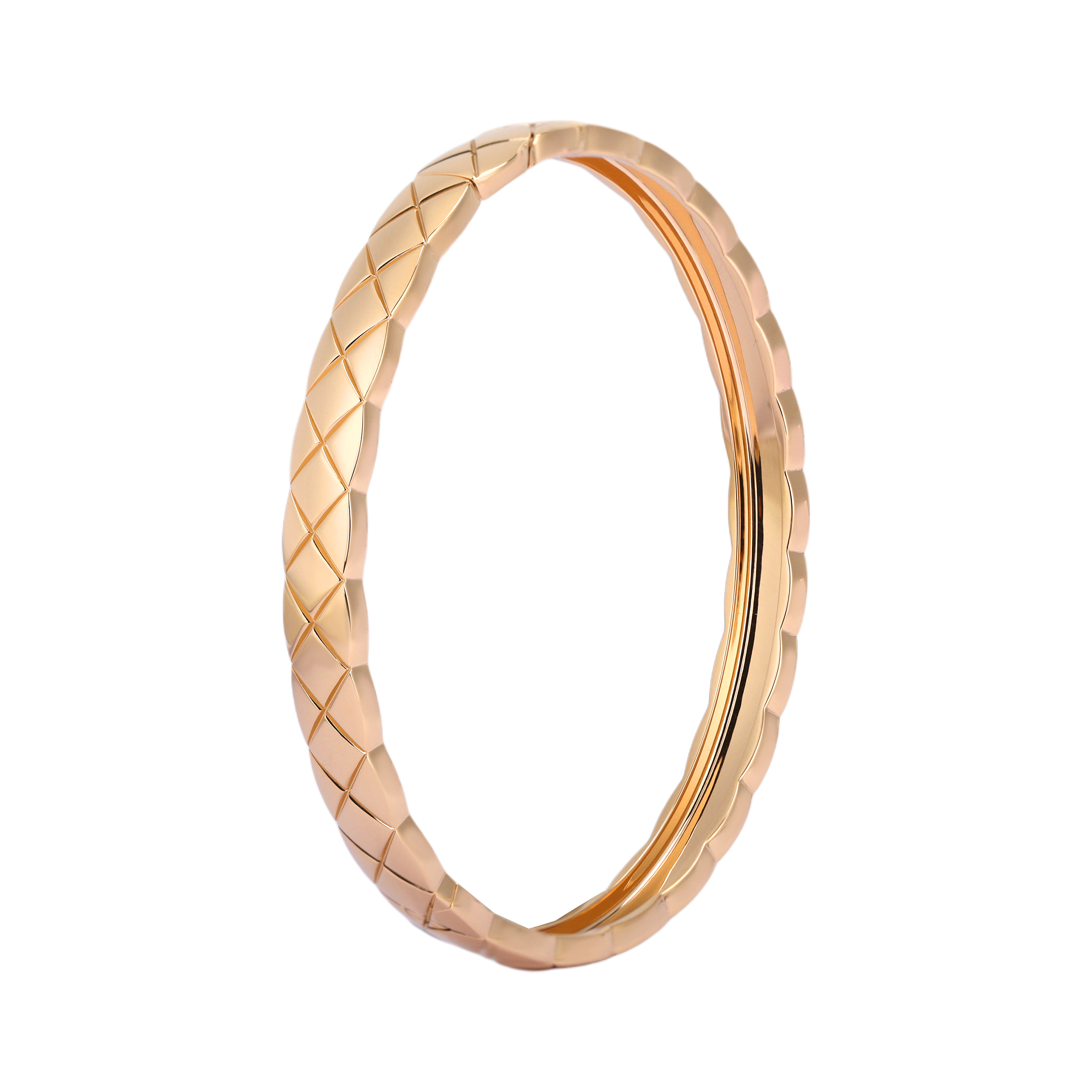 (Women) CHANEL COCO CRUSH 18K Beige Gold Quilted Bangle for Women. J11333