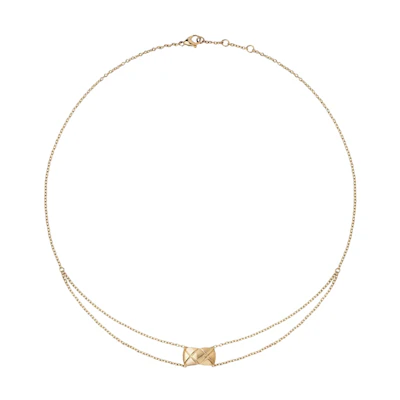 (Women) CHANEL COCO CRUSH Beige 18K Gold Quilted Pattern Necklace for Women J11356