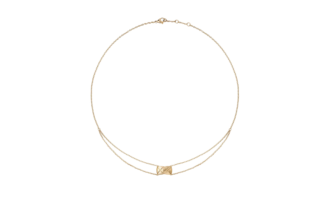 (Women) CHANEL COCO CRUSH Beige 18K Gold Quilted Pattern Necklace for Women J11356 圖 2