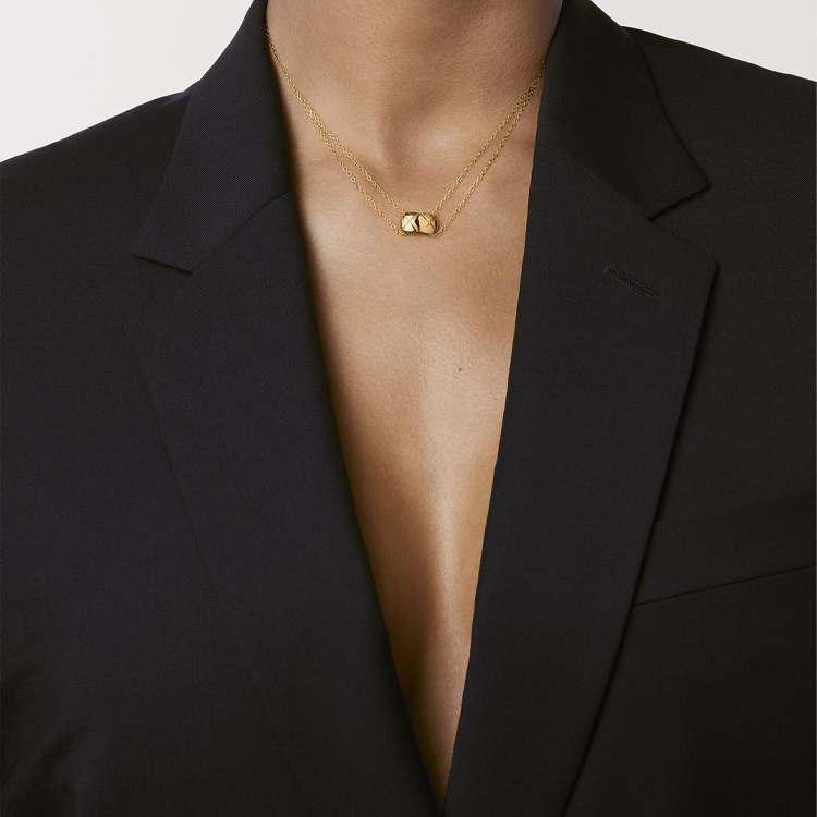 (Women) CHANEL COCO CRUSH Beige 18K Gold Quilted Pattern Necklace for Women J11356 圖 5