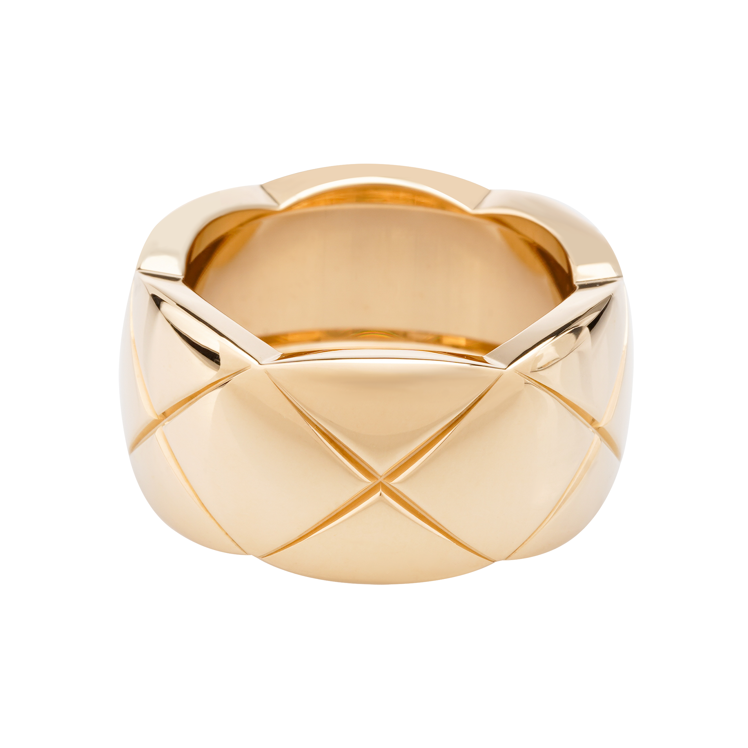 (Women) CHANEL CoCo Crush Quilted Pattern 18K Gold Ring for Women - Gold. J10574