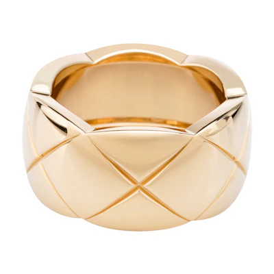 (Women) CHANEL CoCo Crush Quilted Pattern 18K Gold Ring for Women - Gold. J10574