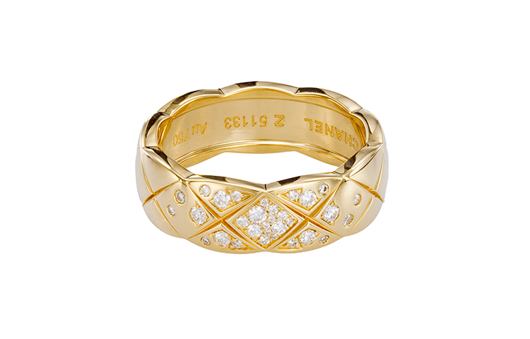 (Women) CHANEL CoCo Crush Quilted Pattern 18K Gold Ring for Women. J10864