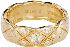 (Women) CHANEL CoCo Crush Quilted Pattern 18K Gold Ring for Women. J10864 (Women) CHANEL CoCo Crush Quilted Pattern 18K Gold Ring for Women. J10864