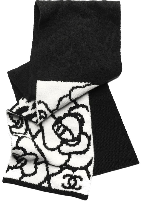women-chanel-coco-neige-fw-23-graphic-print-knit-scarf-for-women-black-white-aa-9510-b14322-nr-967