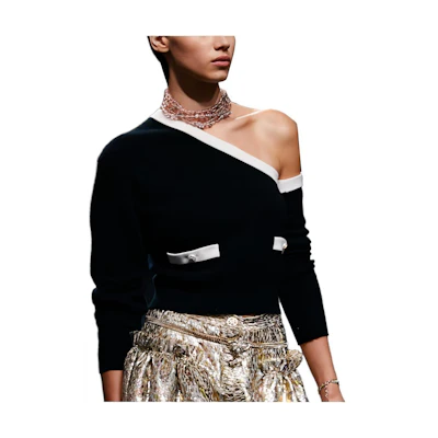 (Women) CHANEL Color-Block Knit Pullover Sweater for Women - Black P74982-K10747-NN945