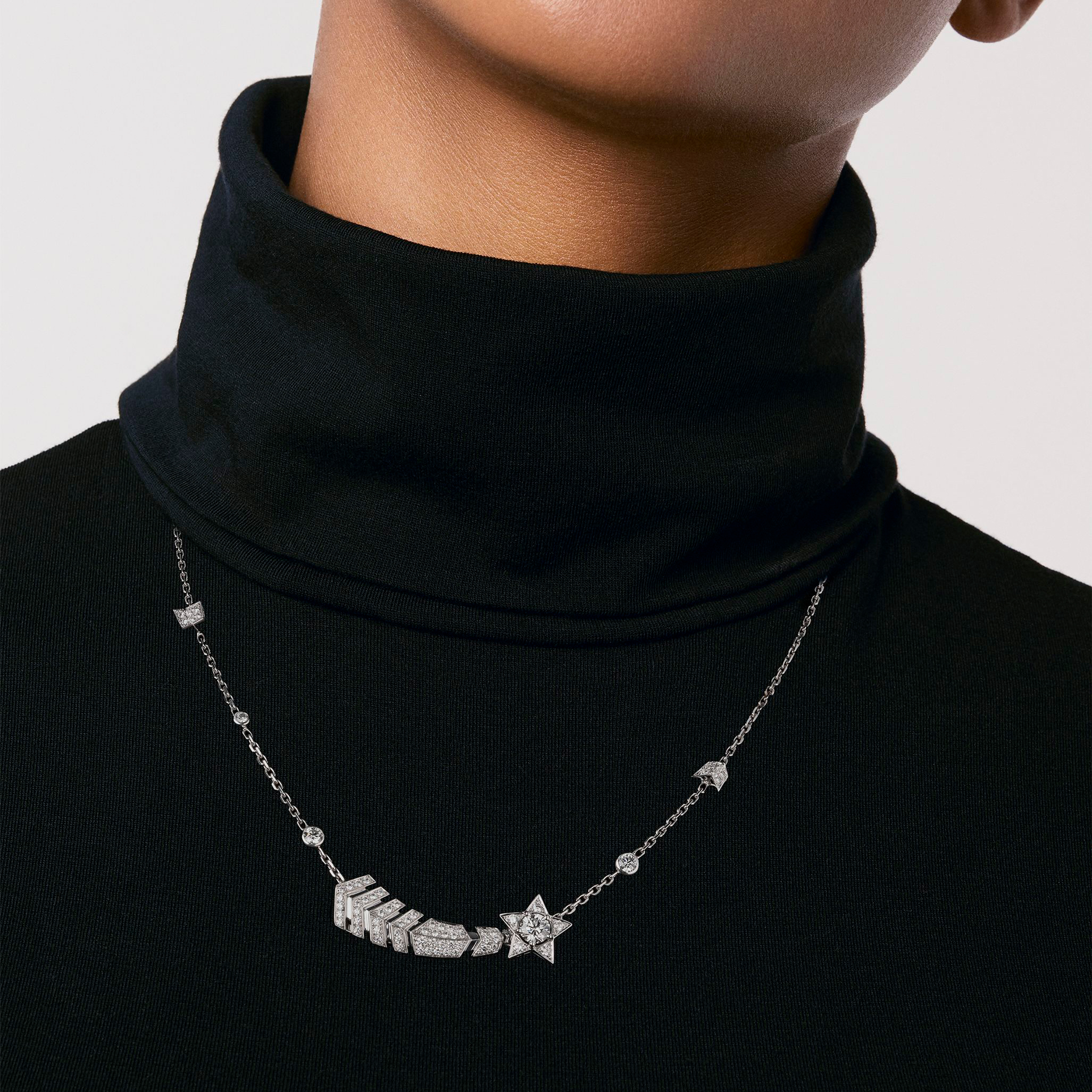 (Women) CHANEL Comète Chevron Convertible Necklace 18K White Gold Diamond for Women. J11934 圖 4