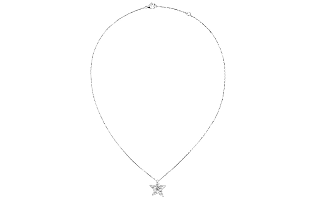 (Women) CHANEL COMÈTE GÉODE Medium Diamond 18K White Gold Necklace for Women. J0868