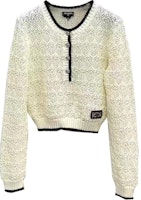 (Women) CHANEL Contrast Trim Beige Knit Long Sleeve Casual Sweater Women. P76860-K11068-NV821 (Women) CHANEL Contrast Trim Beige Knit Long Sleeve Casual Sweater Women. P76860-K11068-NV821