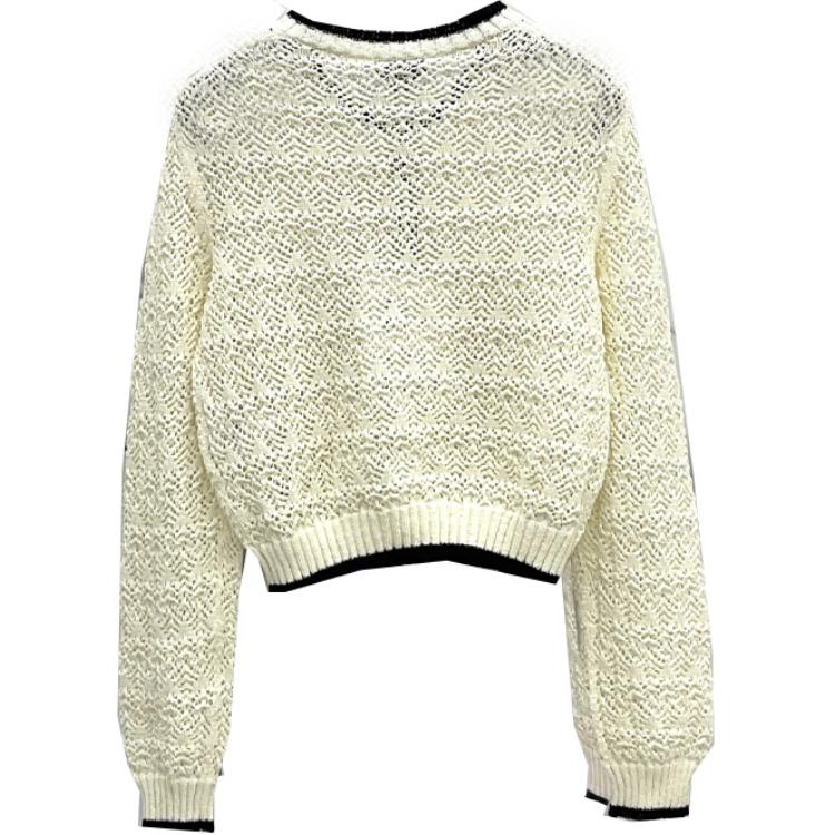 Lookbook (W) 香奈儿米色撞色边针织长袖休闲毛衣女款 P76860-K11068-NV821