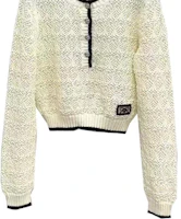 Shop (Women) CHANEL Contrast Trim Beige Knit Long Sleeve Casual Sweater Women. P76860-K11068-NV821