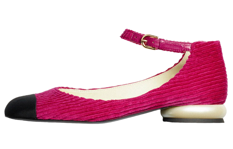 (Women) Chanel Corduroy Flat Peach Pink 'Fashion Mary Jane' G39281-Y56052-K4923