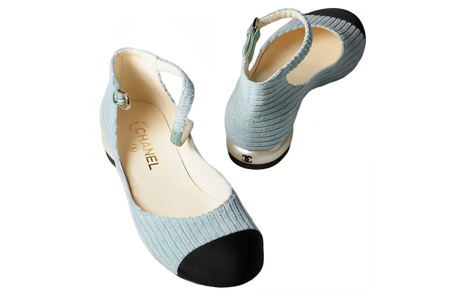 Shop (W) 香奈儿灯芯绒玛丽珍鞋'浅蓝色' G39281-Y56053-K4925