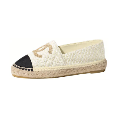 (W) Chanel Cotton Tweed 'Logo Espadrille - Light Yellow'