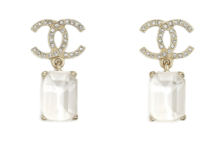 (Women) CHANEL Crystal Earrings Gold/White Metal Brass. AB6303-B05757-NC551 圖 2