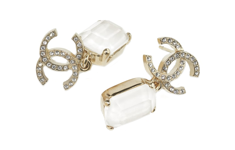 (Women) CHANEL Crystal Earrings Gold/White Metal Brass. AB6303-B05757-NC551 圖 3