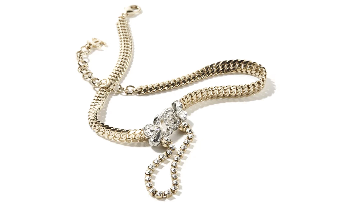 (Women) CHANEL Crystal Heart Silver Double C Diamond Necklace Women SS23. ABA882-B10902-NO033 圖 3