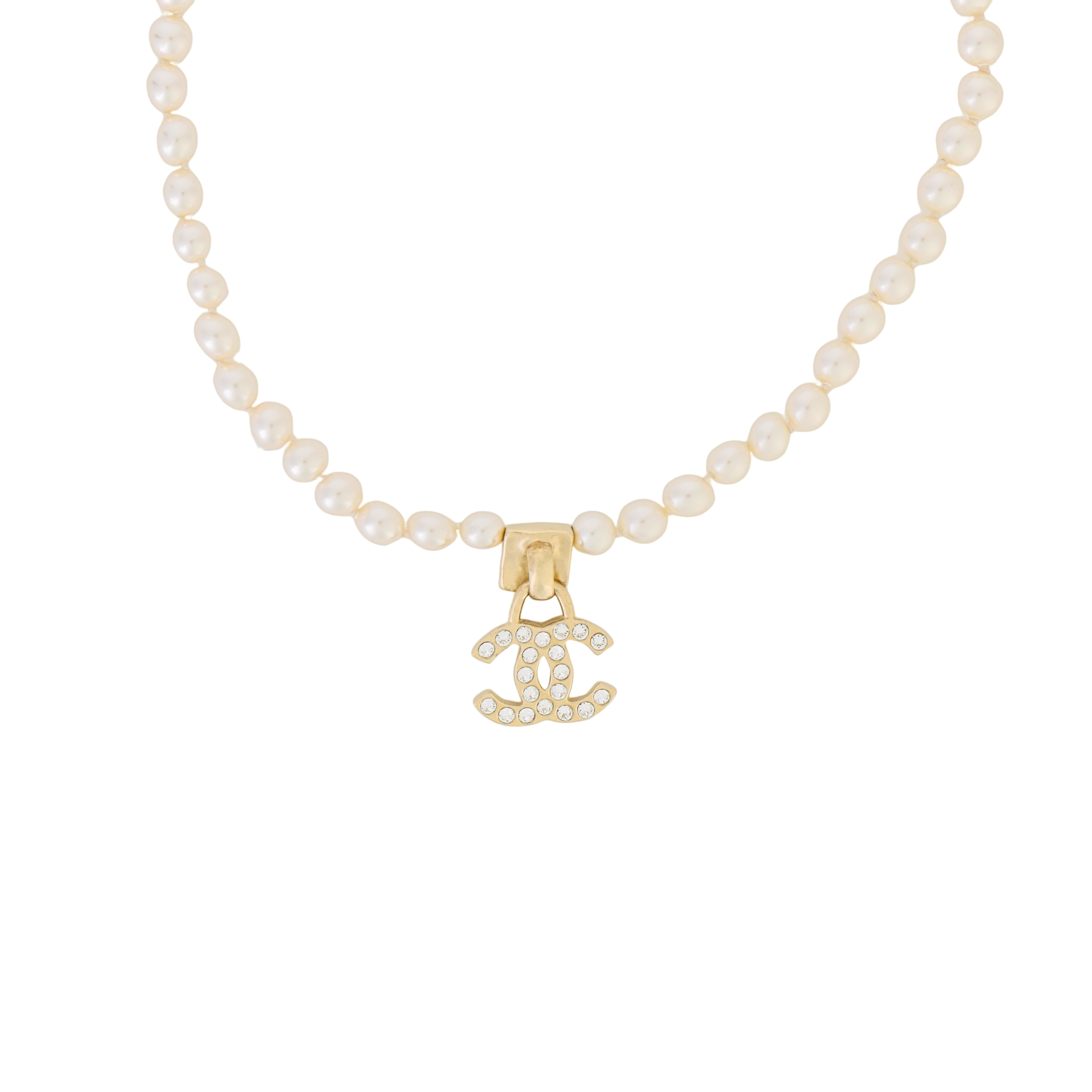 (Women) CHANEL Crystal Letter Pendant Gold Metal Necklace for Women. AB6630B06108ND176