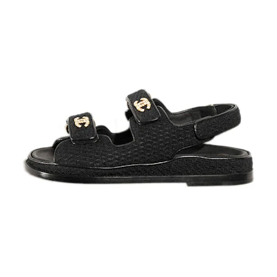 (W) Chanel Dad Sandal Black Knit