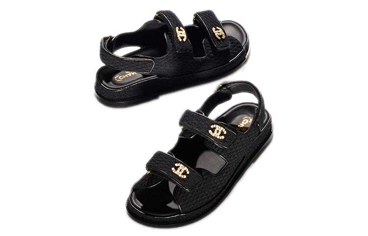 Shop (W) Chanel Sandal Ayah Rajut Hitam G35927-X56555-94305