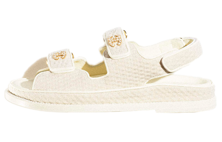 Buy (W) 香奈儿奶白色针织爸爸凉鞋 G35927-X56555-0N578