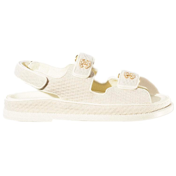 Order (W) 香奈儿奶白色针织爸爸凉鞋 G35927-X56555-0N578