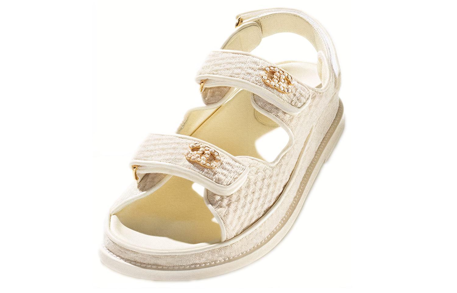 Lookbook (W) 香奈儿奶白色针织爸爸凉鞋 G35927-X56555-0N578