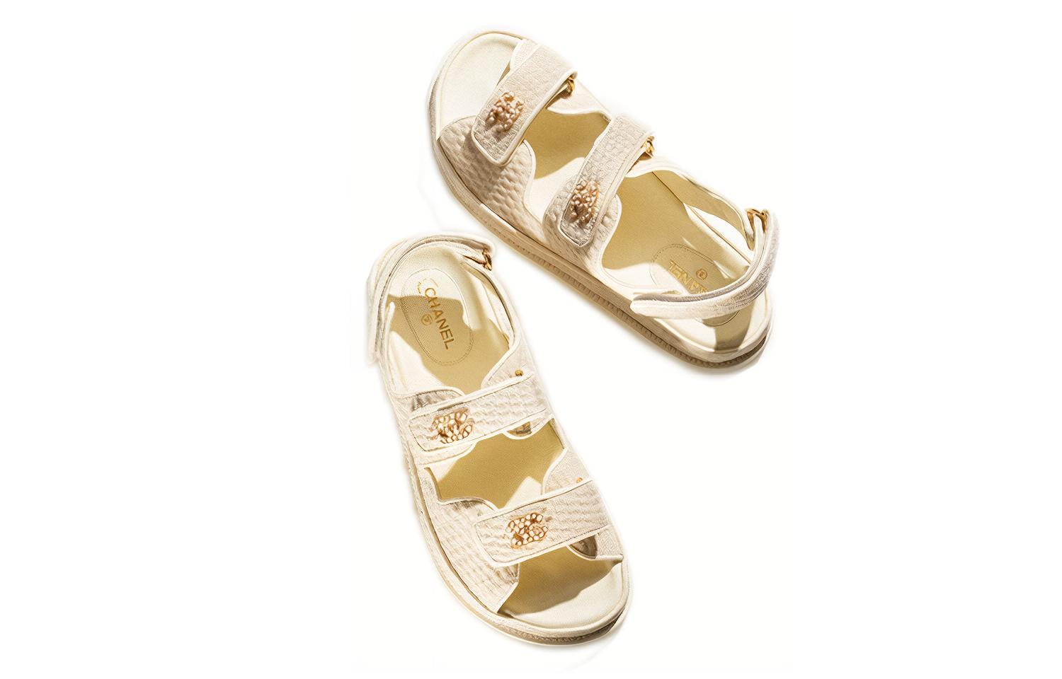 Purchase (W) 香奈儿奶白色针织爸爸凉鞋 G35927-X56555-0N578