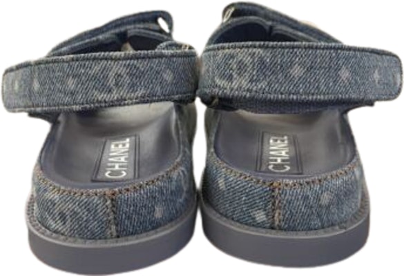 (W) 香奈儿丹宁蓝色魔术贴平底时尚拖鞋 G35927-X56947-0S944 Shop (W) 香奈儿丹宁蓝色魔术贴平底时尚拖鞋 G35927-X56947-0S944