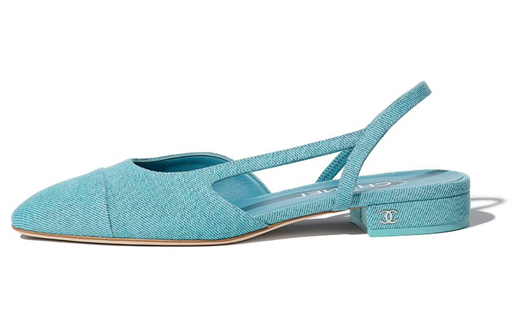 Buy (W) Chanel Denim Slingback Flats ''Spitse Neus Blauw'' G31319-X56190-0K810