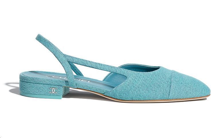 Order (W) Chanel Denim Slingback Flats ''Spitse Neus Blauw'' G31319-X56190-0K810